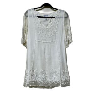 SOFT SURROUNDINGS 100% Silk Embroidered Tunic, Sz S